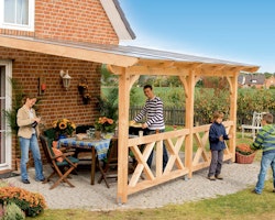 Skan Holz Terrassenüberdachung Rimini aus Douglasie mit Mittelpfosten Breite 541 cm