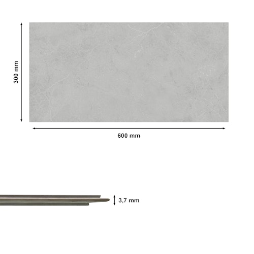 Revét Vinyl Wandfliese Grau Matt 60 x 30 cm