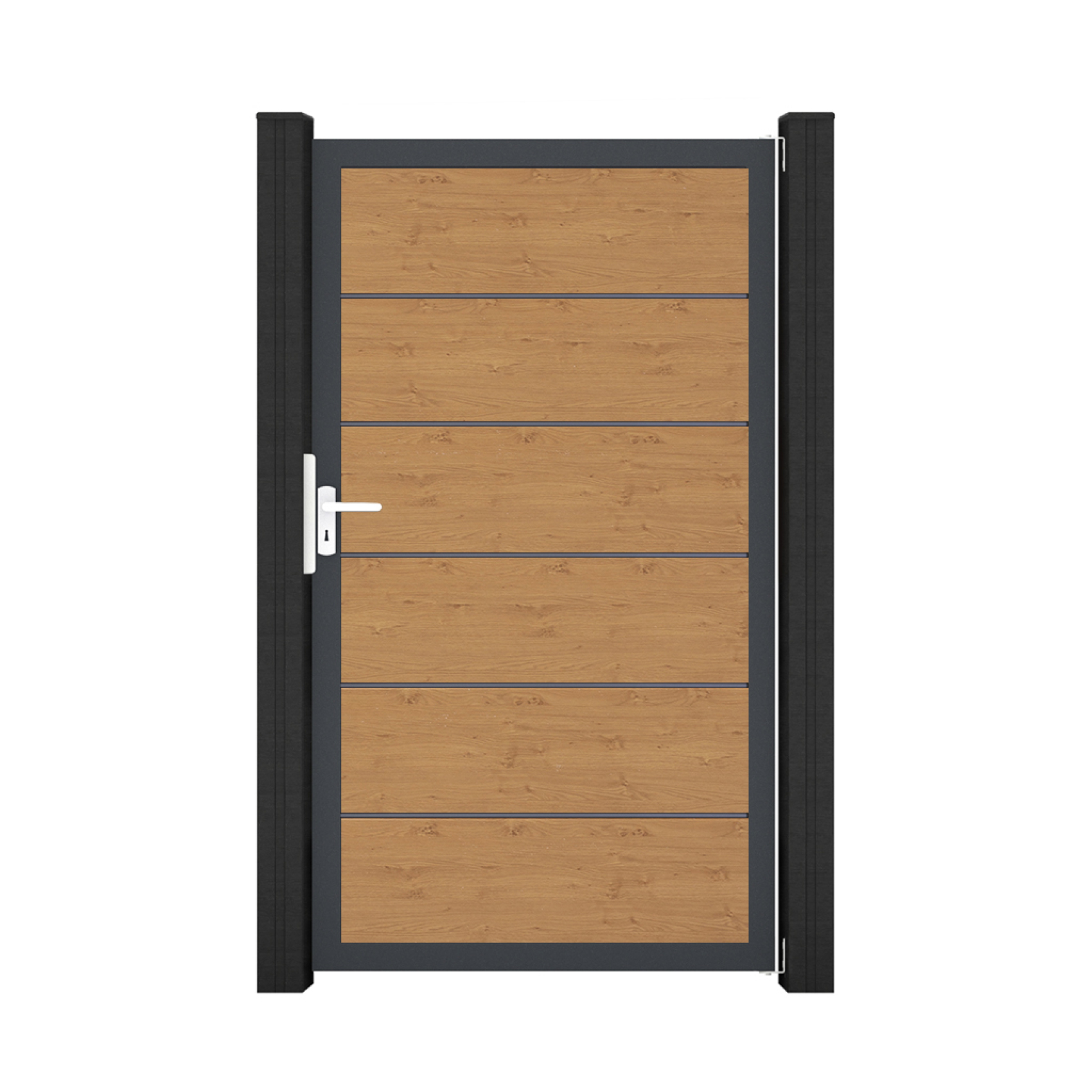 GroJa BasicLine PVC Stecksystem Premium Universal Einzeltor mit Anthrazitrahmen asteiche_natur