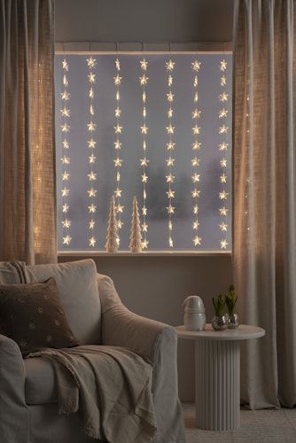 Konstsmide Weihnachtsbeleuchtung  LED Lichtervorhang Sterne warmweiß 140x120cm