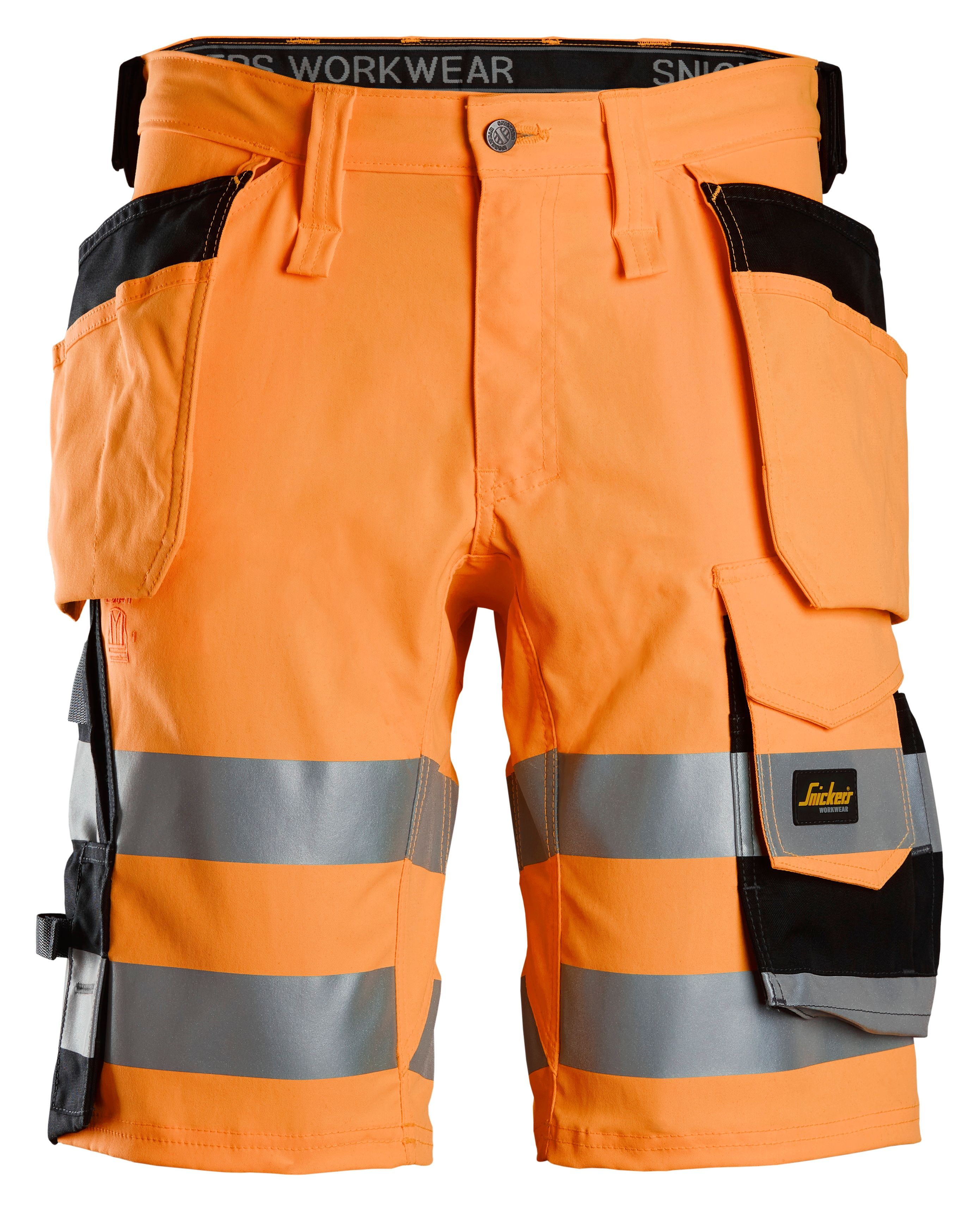 Snickers High-Vis-Stretchshorts mit Holstertaschen, Warnschutzklasse 1