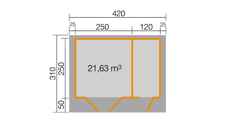 Weka Gartenhaus 253 hellgrau/weiß - 28 mm