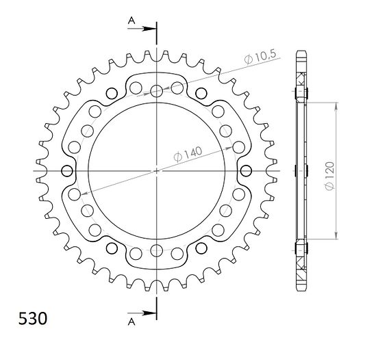 Supersprox Stealth-Kettenrad 530 39Z (Gold)