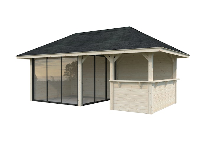 Palmako Pavillon Bianca 16,6 m² Set 507 Slide Plus mit Isolierglas-Schiebetüren