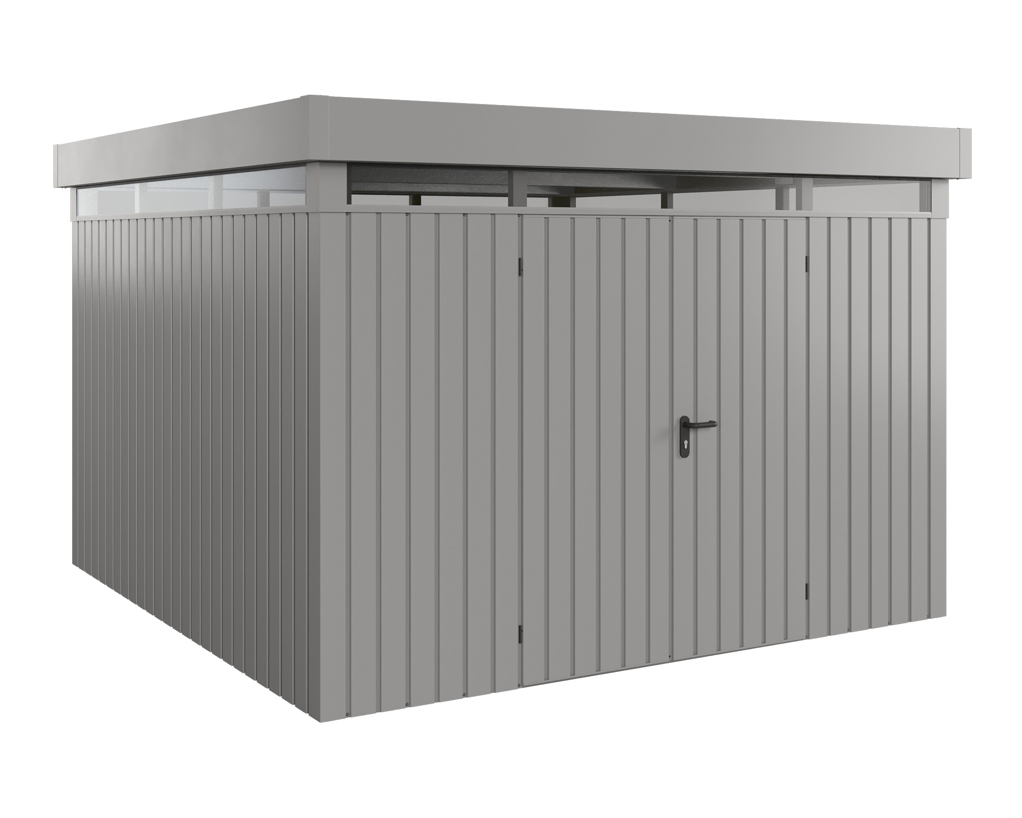 Hörmann Metall-Gerätehaus EcoStar EuroLine EFD mit Flachdach B 310 x T 310 cm (EFD 14) mit Lichtband, Motiv Modern (mit ...