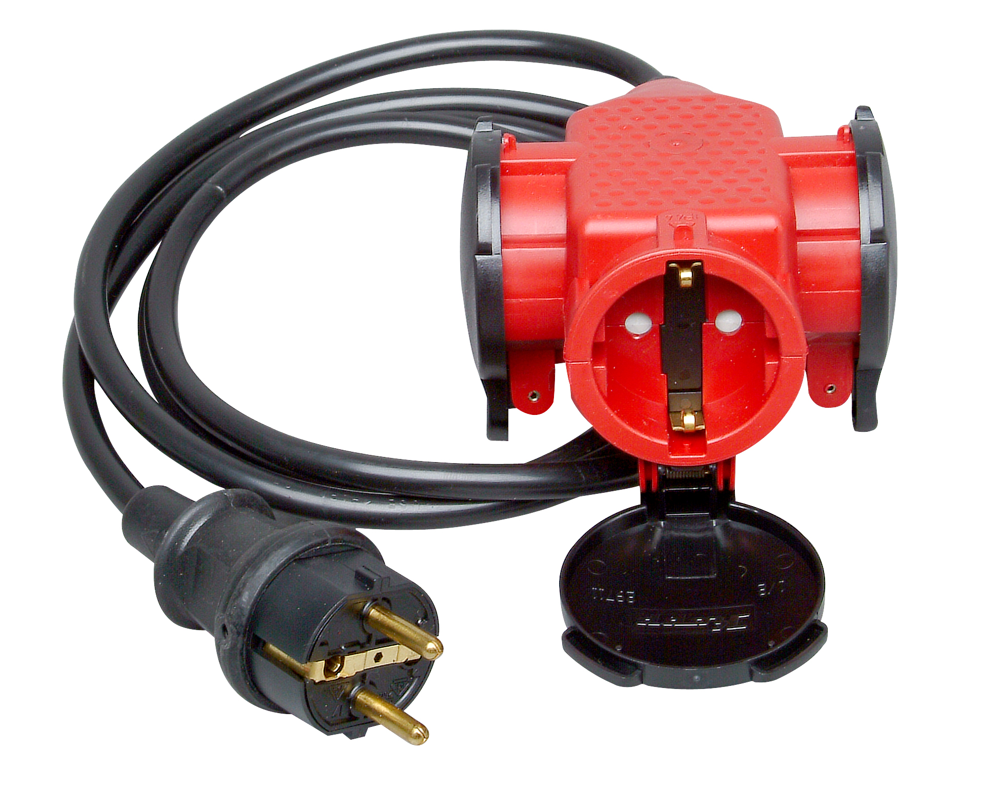 Kopp Schutzkontaktverlängerung mit 3-fach Kupplung 1,5m, rot