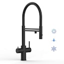 Vorschaubild 5 Wege Wasserhahn Küchenarmatur, Edelstahl Massiv mit 360° schwenkbarem Auslauf, abnehmbare 2 strahl Handbrause, PVD Schwarz Matt