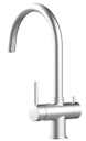 Vorschaubild NIEDERDRUCK 3 Wege Wasserhahn Küchenarmatur, Edelstahl Massiv, 360° schwenkbarem U-Auslauf, Gebürstet