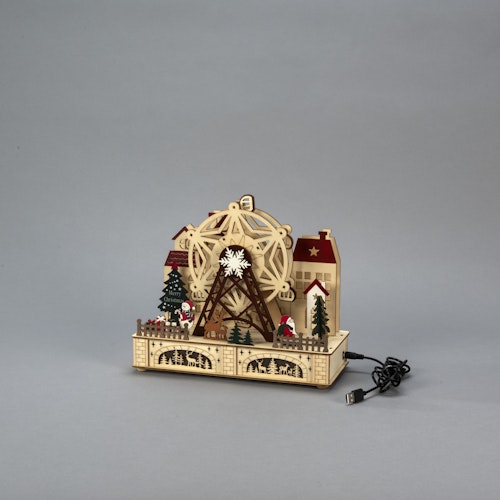 Konstsmide Weihnachtsbeleuchtung LED Holzsilhouette Vergnügungspark, batteriebetrieben