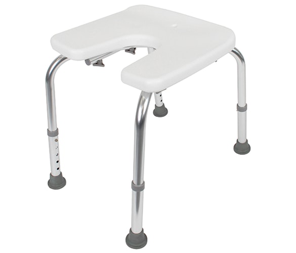 Alberts® Duschhocker,U-Form,höhenverstellbar,Kunststoff,weiß,Sitzfläche:400x380mm 140823