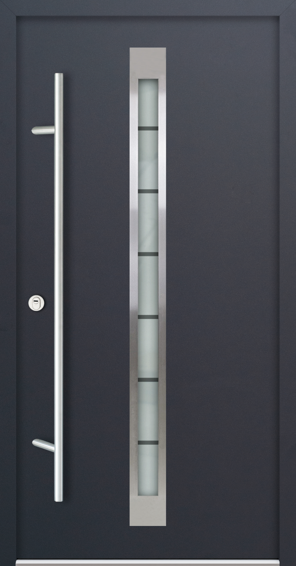 Krongart Stahl-Aluminium-Haustür DS68AC Modell 520 mit schmalem Lichtausschnitt