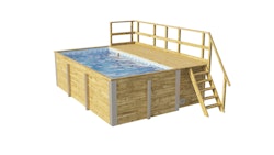 Weka Massivholzpool 595 Gr. 1 - 45 mm - 400 x 301 cm Poolfolie: Mosaik blau