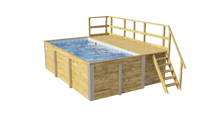 Weka Massivholzpool 595 Gr. 1 - 45 mm - 400 x 301 cm