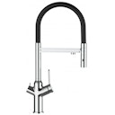 Vorschaubild 3 Wege Wasserhahn Küchenarmatur, BOD, mit 360° schwenkbarem Auslauf, abnehmbare 2 strahl Handbrause, Verchromt / Schwarz