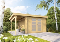 Wolff Finnhaus Gartenhaus Gerätehaus Pulti 34-B  Typ 5 mit 150 cm Seitendach A