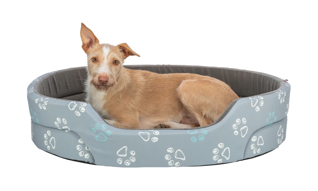 TRIXIE Bett Jimmy, Baumwoll-Optik, oval, 45 × 35 cm, hellgrau/dunkelgrau