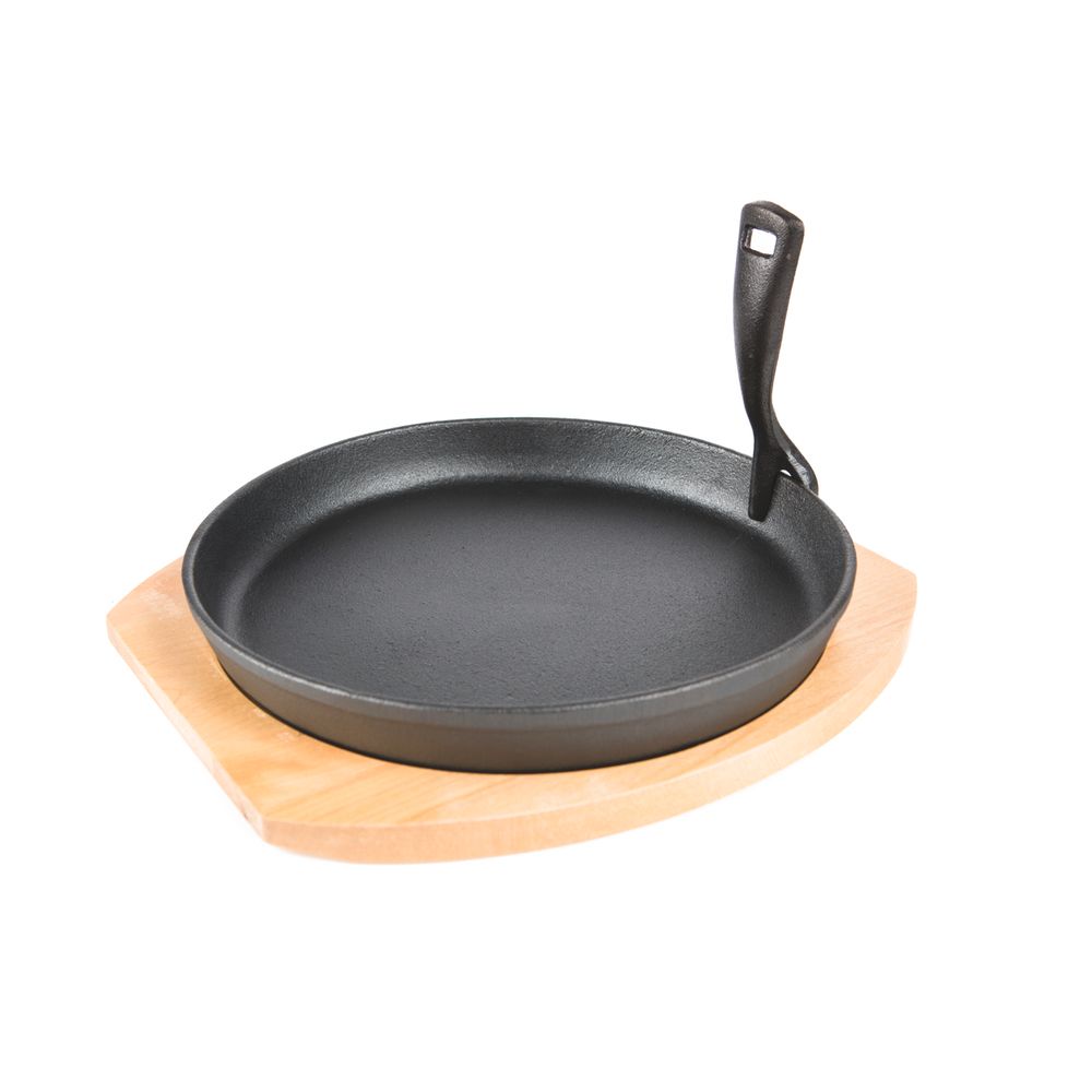 Grill Guru Gusseisen Pfanne mit Holzbrett
