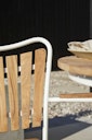 Cinas Balkon-Set ELLEN, Kaffeetisch Ø 80 cm + 2 Sessel, Aluminium Weiß / Teak