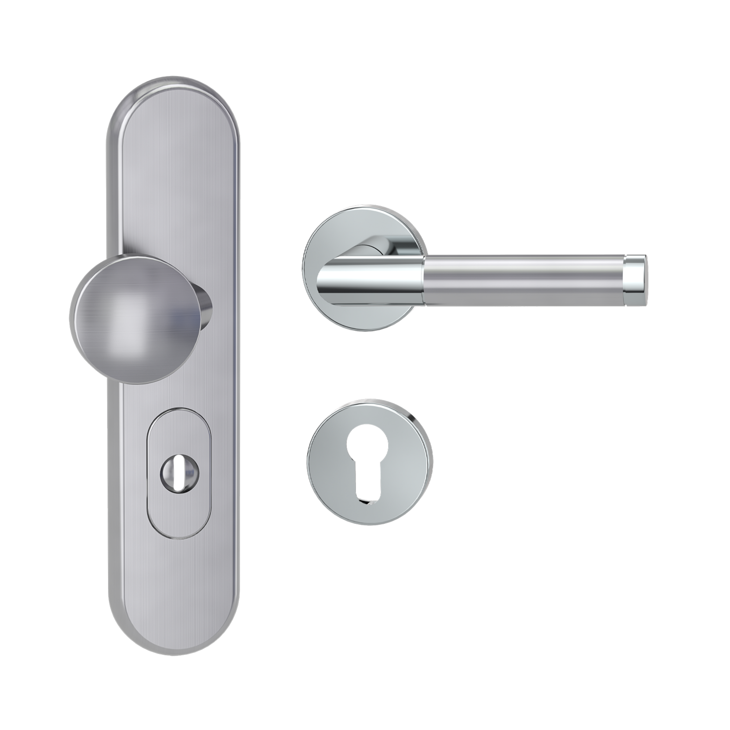 Griffwerk Kombi-Schutzbeschlag TITANO SB_882 mit Griff LOREDANA 72mm Zylinderabdeckung Tür 38-50mm LOREDANA Edelstahl po...