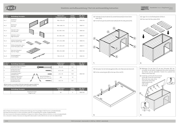 TRIXIE natura Hundehütte Classic S-M weiß