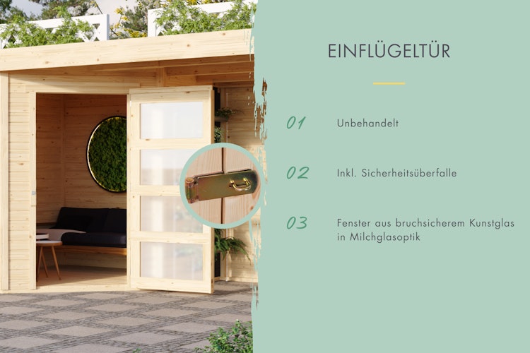 Karibu Woodfeeling Gartenhaus Schwandorf 3/5 inkl. 225 cm Schleppdach//Seiten- und Rückwand
