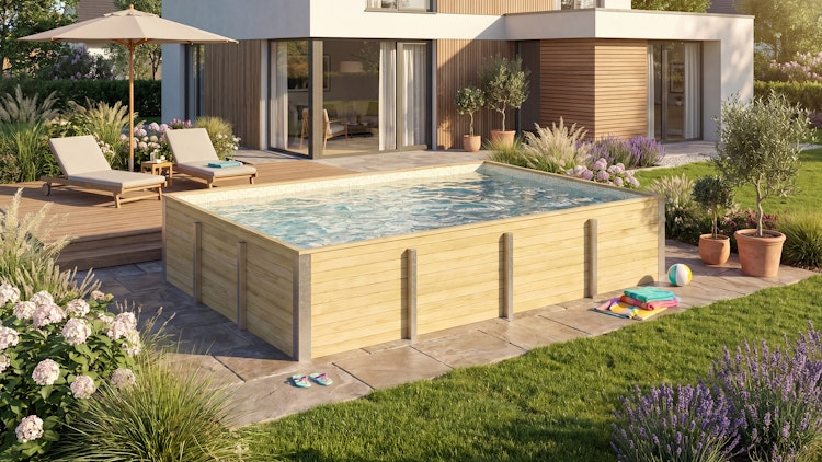 Weka Massivholzpool Siargao Gr. 2 - 45 mm - 416 x 551 cm inkl. gratis Abdeckplane im Wert von 279,99€