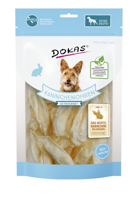 DOKAS Kaninchenohren ohne Fell getrocknet HundesnackVorschaubild