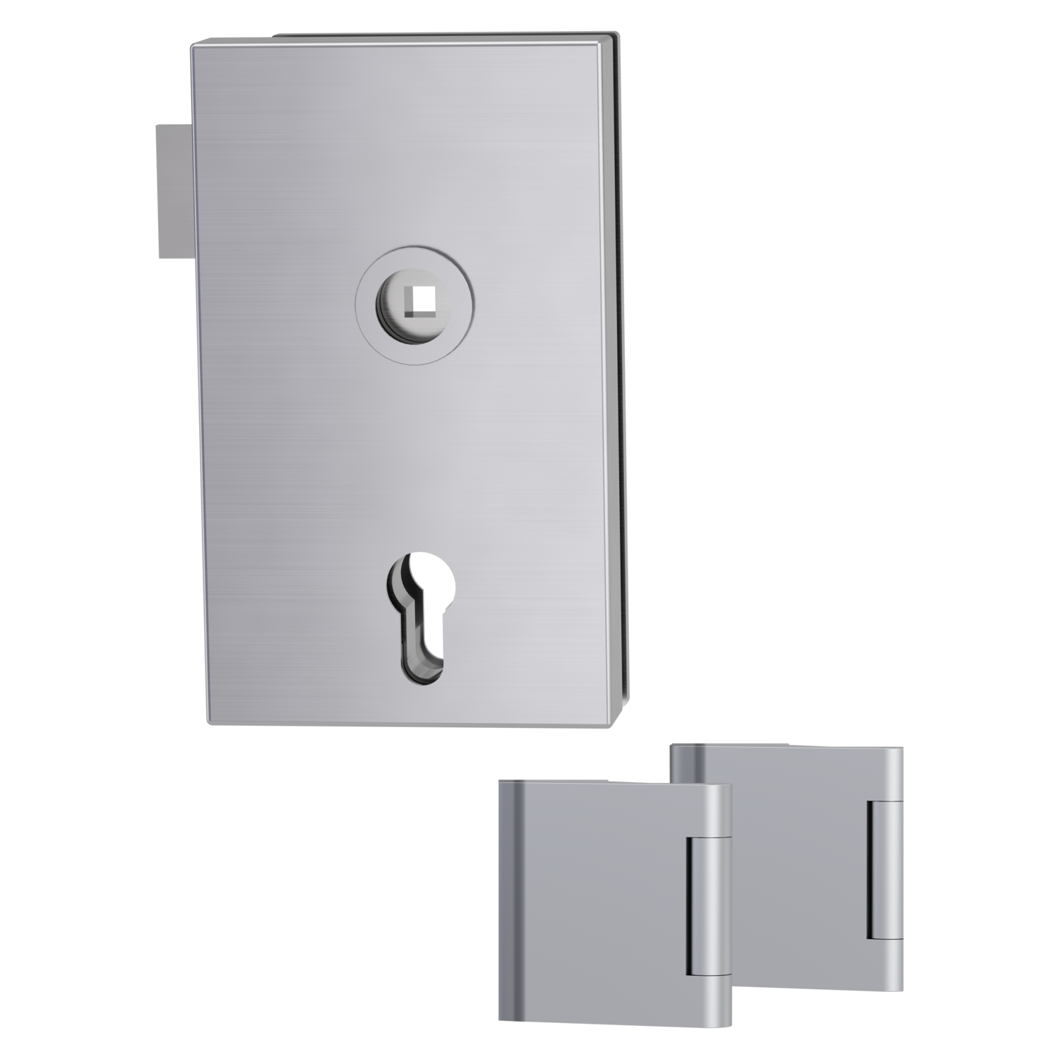 Griffwerk QUATTRO 1.0 -Edelstahl matt Ganzglastürbeschlagset rechts -3-teiliger Bandsatz -ohne Griff -PZ