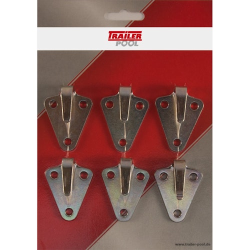 6 x Planenhaken 3-Loch, Länge 50 mm, LA 32x24 mm