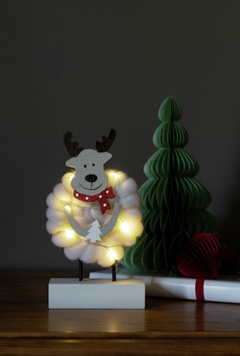 Konstsmide Weihnachtsbeleuchtung  LED Holzdekoration Elch Baumwolle weiß