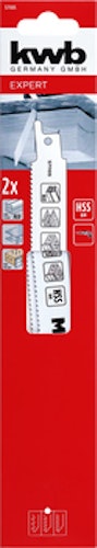 kwb HSS-BiM-Säbelsägeblätter für Metall, mittel, 2-tlg., 203 mm 571105