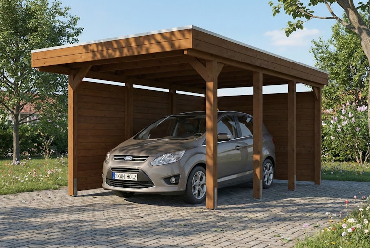 Skan Holz Carport Friesland 320x555 cm inkl. Seiten- und Rückwand Set A
