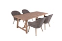 Vorschaubild Garden Pleasure Gartenmöbel Set OAKLAND / PUEBLO, Tisch 200 x 100 + 4 Sessel, Akazie / Polyrattan Anisbraun / Kissen 100 % Polyester Taupe