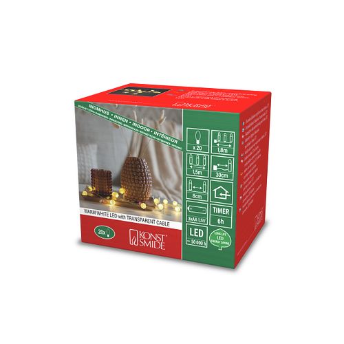 Konstsmide Weihnachtsbeleuchtung  LED Lichterkette grüne Blättern und Beeren