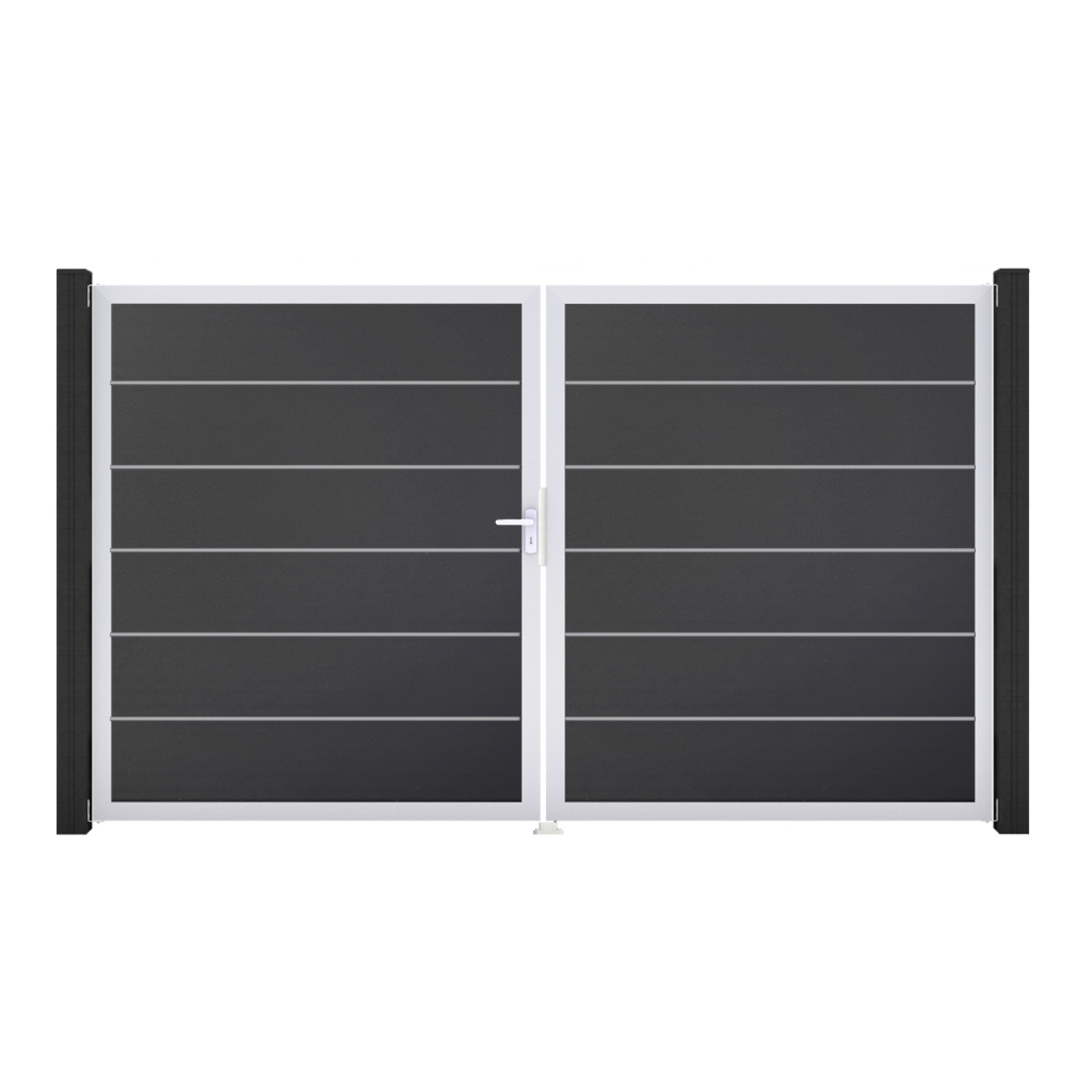 GroJa BasicLine PVC Stecksystem Premium Doppeltor mit Alurahmen 3000 x 1800 mm anthrazitgrau DIN Links