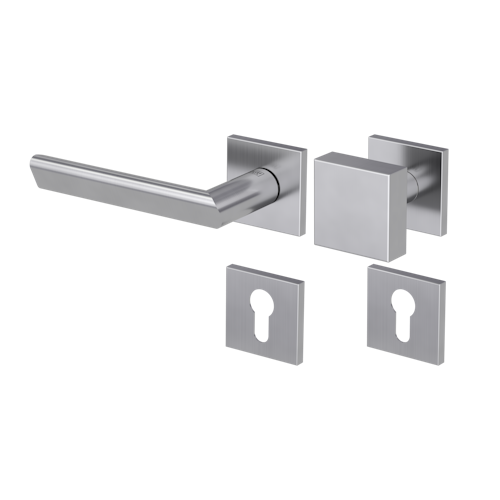 Griffwerk Wechselgarnitur VAYA 137 TRI fast2fix Fast2Fix GK3 Rosetten eckig Knopf SQUARE Edelstahl matt L