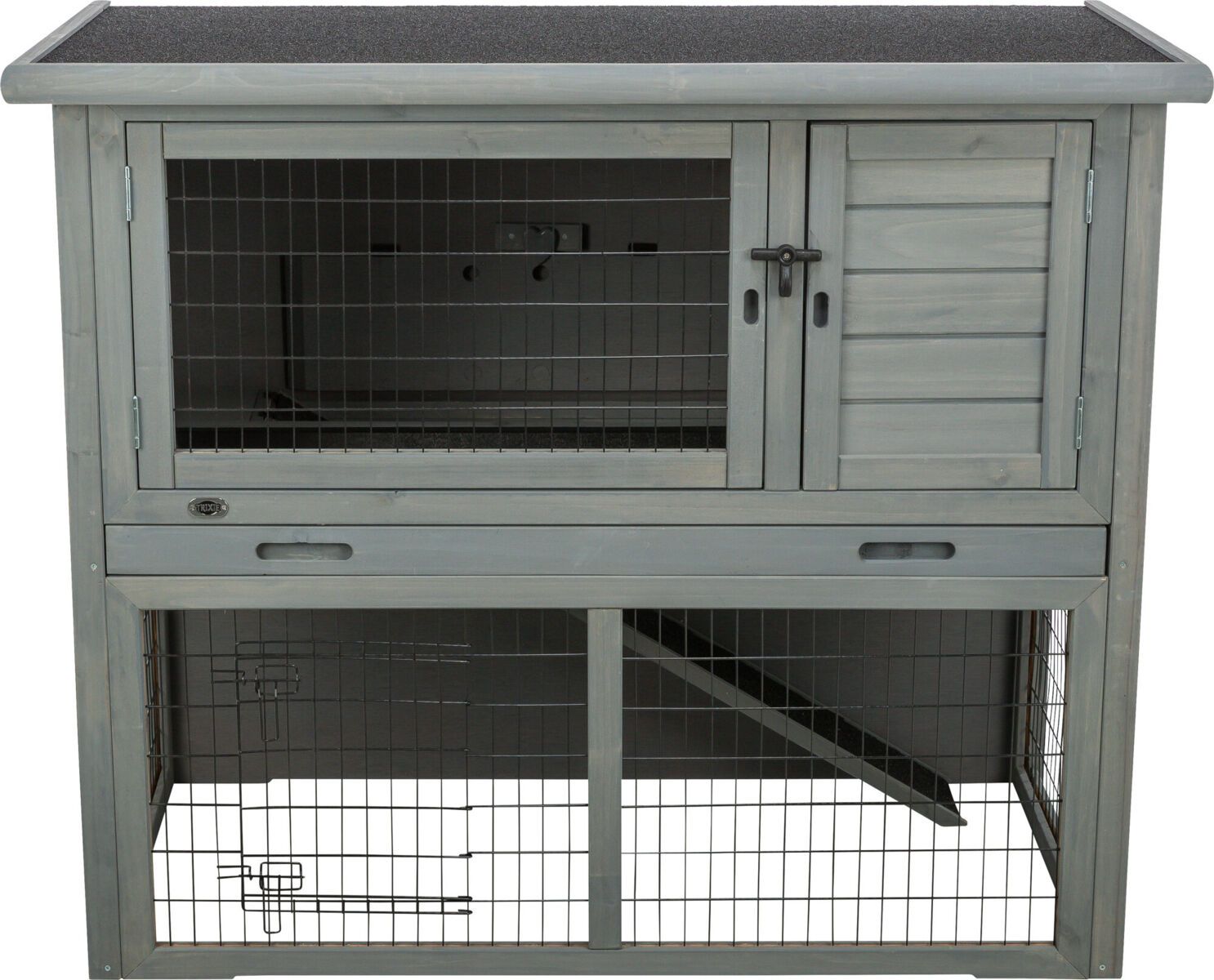 Kleintierstall mit Freilaufgehege, 116 × 97 × 63 cm, grau