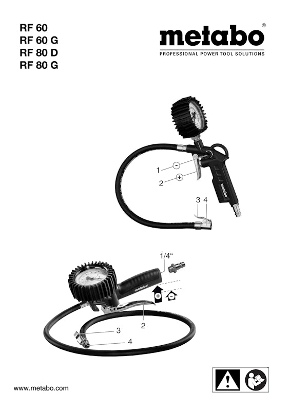 Bedienungsanleitung fÃ¼r Metabo ReifenfÃ¼llmessgerÃ¤t RF 60