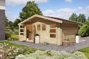 Karibu Woodfeeling Blockbohlenhaus Mittelwandhaus Lagor 1/2- 38 mm