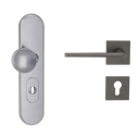 Vorschaubild Griffwerk TITANO Kombi SB_882 ES1 (S2) -Edelstahl matt Kombi-Schutzbeschlag -Knopf/Drücker -mit Griff REMOTE -KGR -eckig -L -ZA, 72mm -TS 38-50