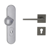 Griffwerk TITANO Kombi SB_882 ES1 (S2) -Edelstahl matt Kombi-Schutzbeschlag -Knopf/Drücker -mit Griff REMOTE -KGR -eckig -L -ZA, 72mm -TS 38-50