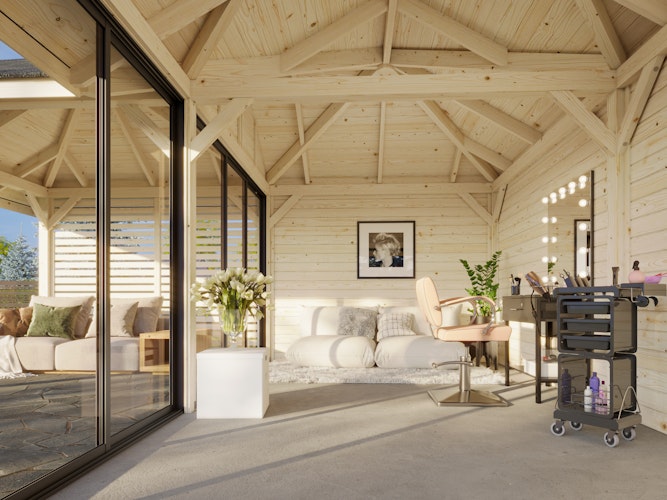 Palmako Pavillon Bianca 24,9 m² Set 514 Slide Plus mit Isolierglas-Schiebetüren