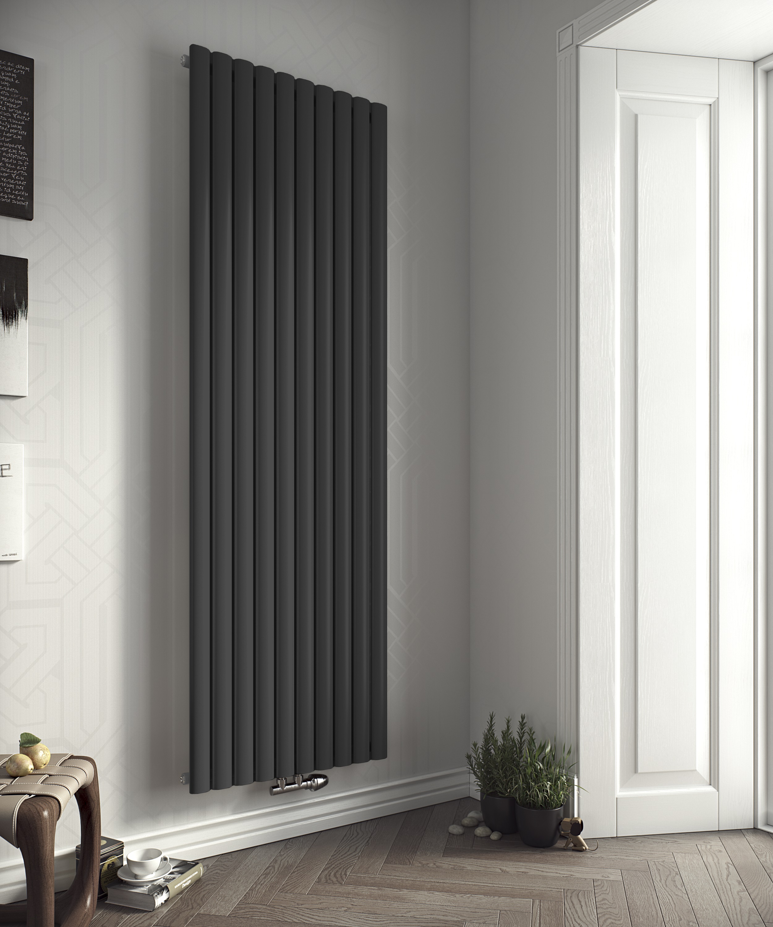 Thumbnail - Ximax Raumheizkörper FORTUNA H: 1800 mm B: 468 mm T: 55 mm anthrazit RAL 7016 mit MA