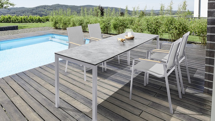 Kettler HPL-Ausziehtisch CUBIC 140/210 x 70 cm, Aluminium / HPL Anthrazit - Sonderaktion