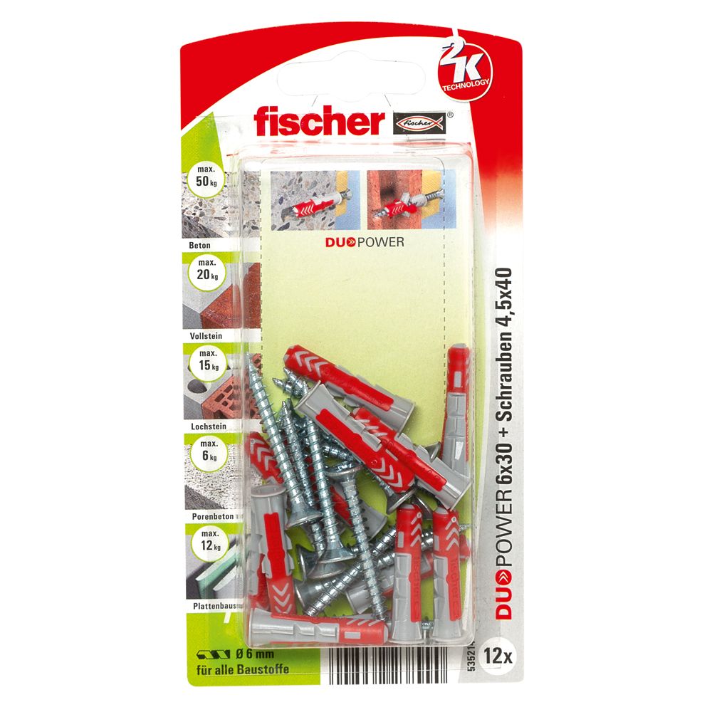 FISCHER Universaldübel Duopower 6x30 S K