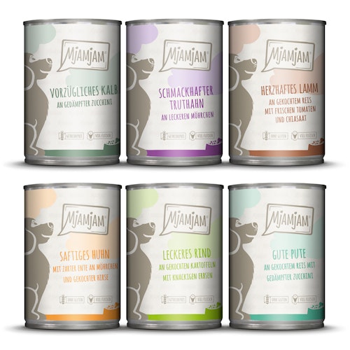 MJAMJAM Mixpaket 6 x 400g Dose Hundenassfutter
