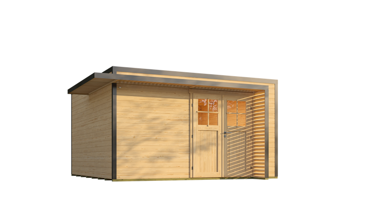 Weka Design Gartenhaus Pure Garden Amberley mit Massivholz-Doppeltür - 44 mm