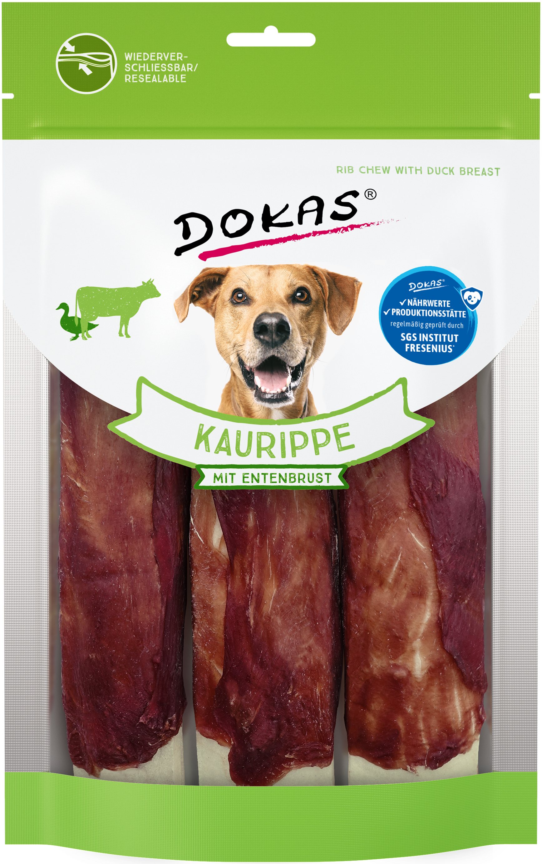 Dokas Dog Snack Kaurippe mit Entenbrustfilet 210g