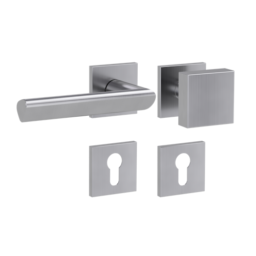 Griffwerk Wechselgarnitur VAYA 137 TRI fast2fix Fast2Fix GK3 Rosetten eckig Knopf SQUARE Edelstahl matt L