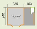 Vorschaubild Weka Gartenhaus 179 A inkl. 150 cm Anbau - 28 mm